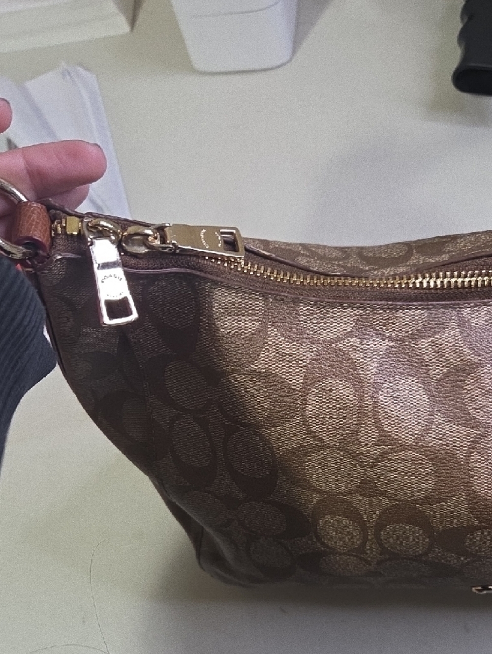 Coach Celeste  Brown Signature Canvas Shoulder Bag with Adjustable Strap - Picture 3 of 8